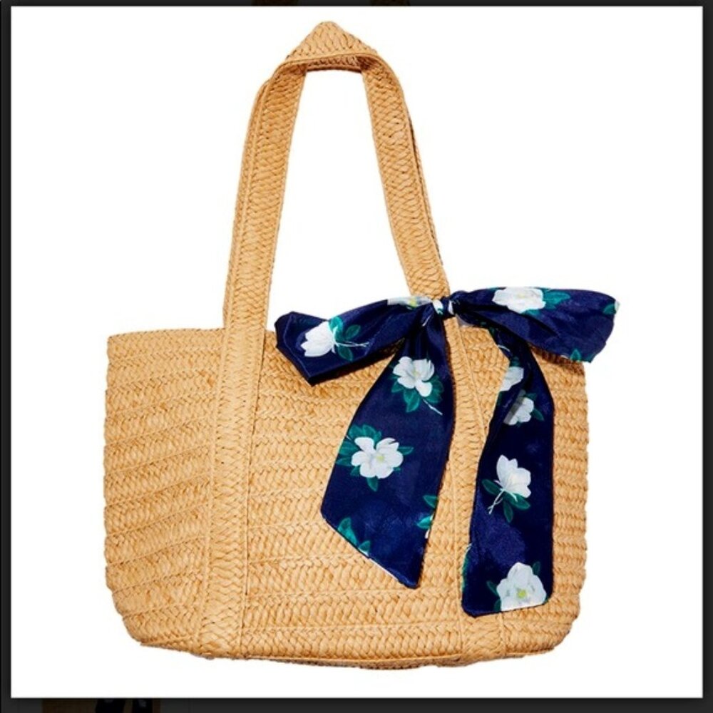 Draper James Everyday Straw Tote Bag With Floral Silk Bow